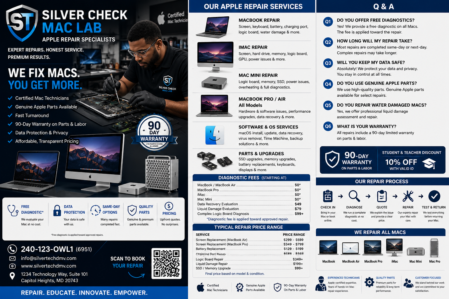 Silver Check Mac Lab services and repair process